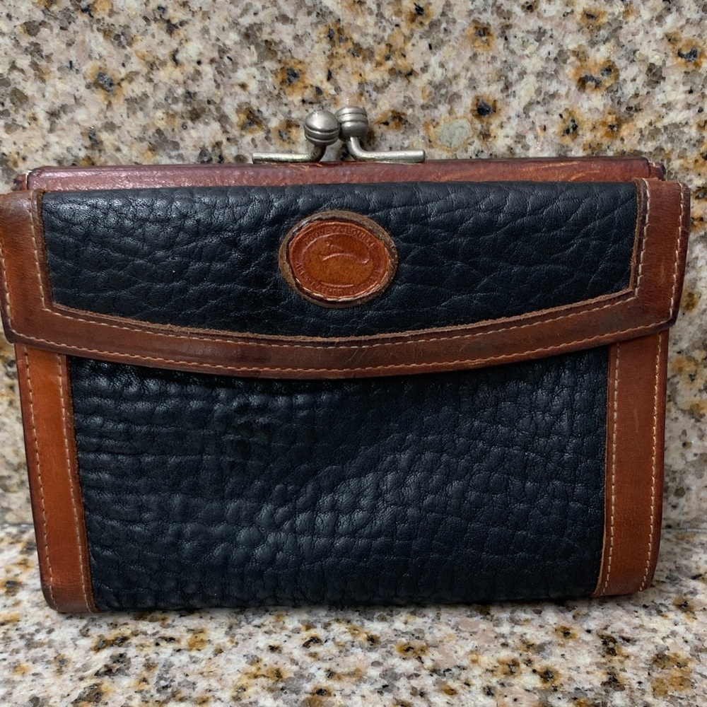 Dooney & Bourke Black and Brown Leather Wallet